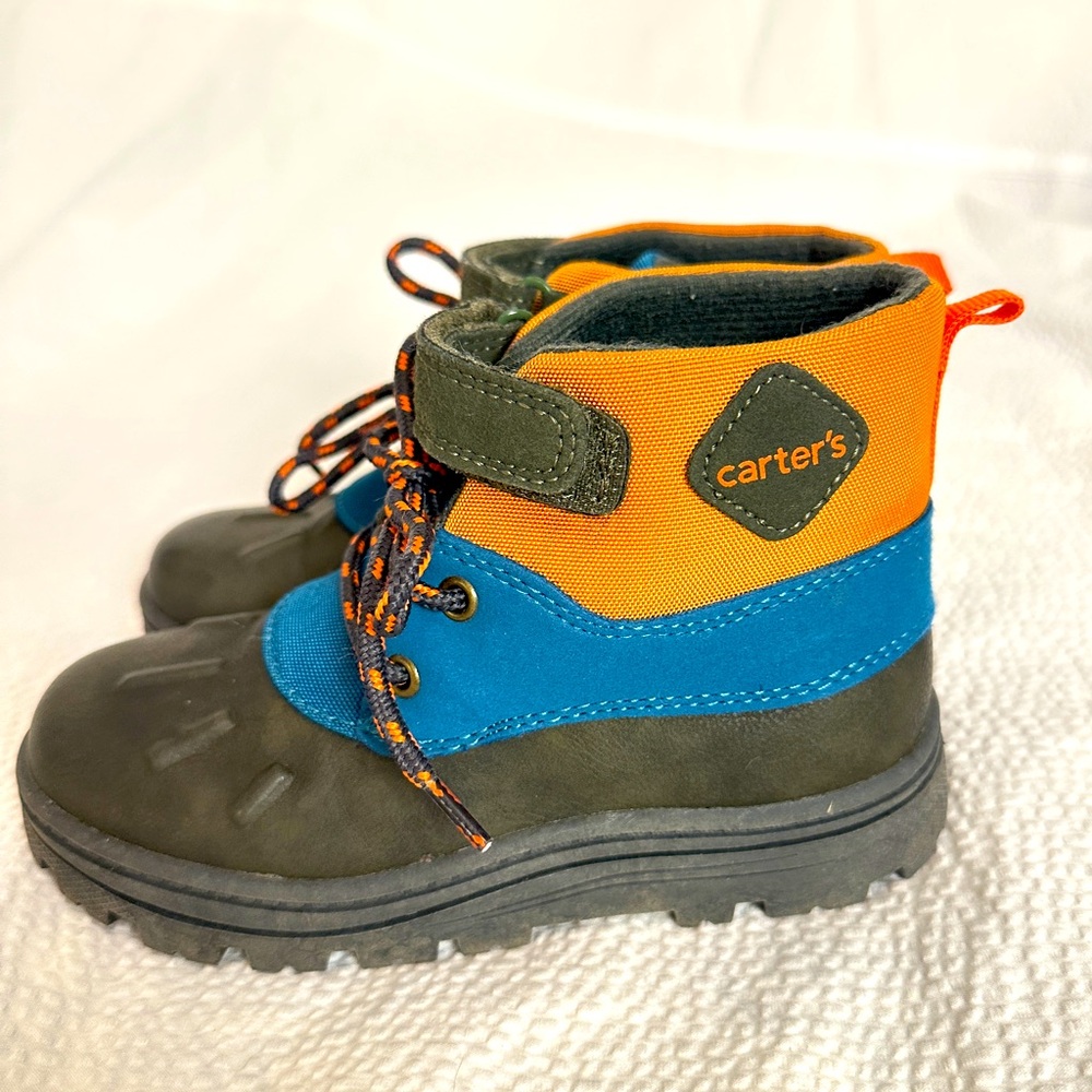 Carter's Orange and Blue toddler duck Boots with Rugged Sole Sz 12